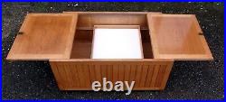 1960s vintage Heals military campaign style solid oak chest trunk coffee table