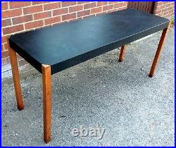 1960s vintage midcentury oak black vinyl Heals console hall side serving table