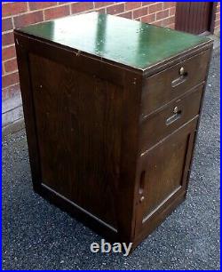 1960s vintage military Air Corps beech and vinyl office filing cabinet cupboard