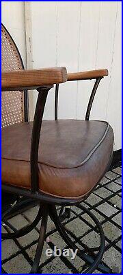 1979 Vintage Mid-Century U. S Industries Inc, Industrial Cane Swivel Desk Chair