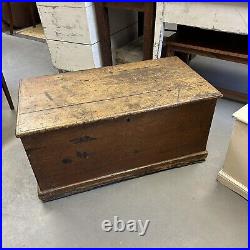 19thC Antique Chest, Vintage Wooden Storage Trunk Blanket Box Coffee Table
