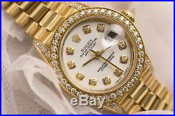 26mm Rolex 18kt Yellow Gold Presidential White Diamond Dial Ladies Watch