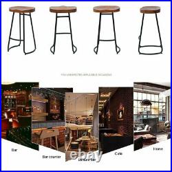 2/4x Vintage Industrial Bar Stools High Chair Kitchen Counter Wooden Seat DR