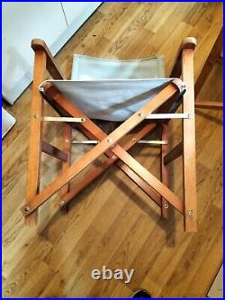 2 x Antique Vintage Directors Chair Canvas Solid Wood Frame Garden Porch Summer