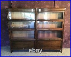 2 x Vintage Four Section Bookcase, Gunn, Library Bookcase, Lawyers Bookcase