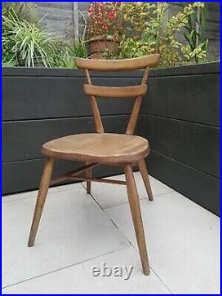 2x Ercol Blue Dot Stacking Wooden Vintage Antique Accent Occasional Chairs