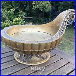 44cm Antique Vintage Gilt Wood Flower Bowl Vase Italian Hollywood Regency Rose