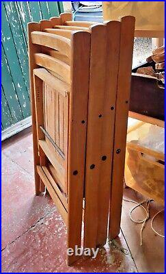 4 Vintage Beech Wood Folding Chairs