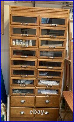 50's / 60's Drapers Haberdashery Shop Display Cabinet Vintage Retro glass drawer