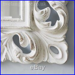 63 x 85cm Large Ornate Carved Vintage Chic Mirror Antique White