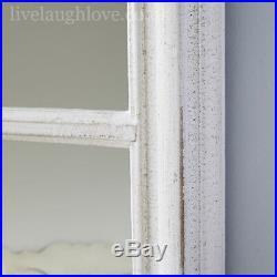 65 x 90cm Large Wooden Vintage Style Arch Window Mirror Antique White