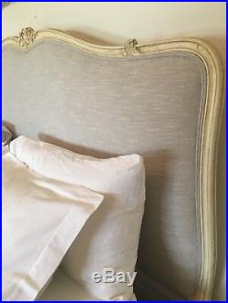 ANTIQUE FRENCH CORBEILLE BED 180cm SUPER KING BED OYSTER LINEN VINTAGE