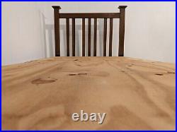 ANTIQUE OAK BED FRAME Carved With Cast Iron Supports & Wheels Classic Vintage