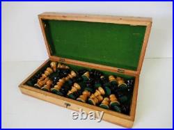 ANTIQUE OR VINTAGE CHESS SET AUSTRIAN COFFEE HOUSE K 72 mm AND ORIG BOARD
