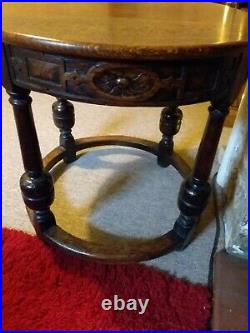 ANTIQUE Vintage Coffee Table Heavy Oak Carved GOTHIC Arts and Crafts Excellent