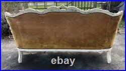 A Gold Silk Velvet French Louis Antique Vintage Shabby Chic Sofa Settee Couch