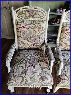 A Matching Pair Of Recovered & Painted Vintage Edwardian Armchairs