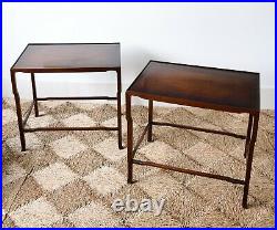 A Pair of Vintage Chinese Oriental Hardwood Hall Bed Side Sofa Chair Tables