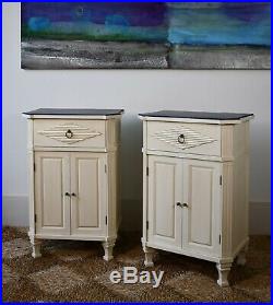 A Pair of Vintage Swedish Gustavian Nordic Style Bed Side Cabinet Lamp Tables