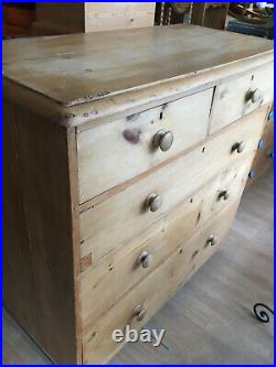 A very large antique vintage pine Chest Of Drawers 4ft x 4ft pine furniture