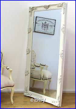 Abbey Large Shabby Chic Vintage Wall Leaner Mirror Cream 65 x 31