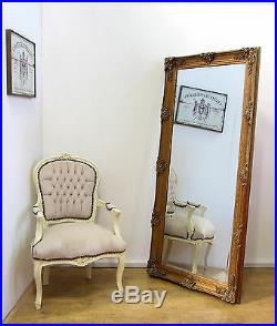 Abbey Large Shabby Chic Vintage Wall Leaner Mirror Gold 65 x 31
