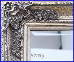 Amira Large Shabby Chic Vintage Wall Leaner Mirror Antique Silver 165cm x 79cm