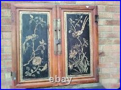 Antique Architectural Vintage Carved Oriental Wooden Panels x 2