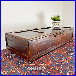 Antique Chest Vintage Wooden Storage Trunk Blanket Box Coffee Table on Castors