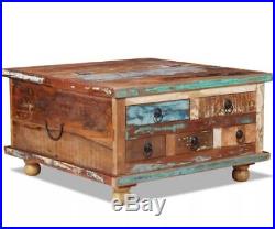 Antique Coffee Table Vintage Industrial Furniture Large Storage Draw Rustic Wood