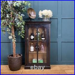 Antique Ebonized Glazed Cabinet / Black Glazed Drinks Cabinet / Display Bookcase
