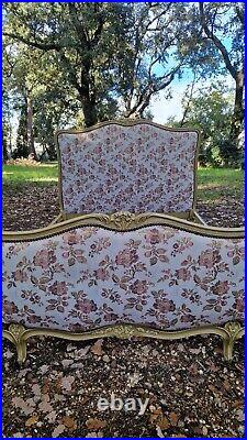 Antique French Bed Double Bed Demi Corbeille Bed Vintage Upholstered Makers Mark