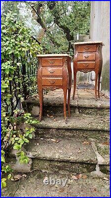 Antique French Bedside Cabinets Bombe Vintage Antique Style