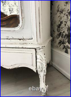 Antique French Vintage Armoire Wardrobe Louis XIV Shabby Chic Distressed White