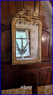 Antique Mirror French Gilt Wood Mirror Frame Cupid Vintage Style 19th Century