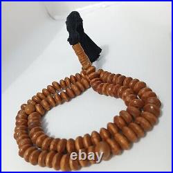 Antique Natural Wood Misbaha Brown Rosary Vintage Hand Made Renewed Islamic