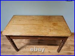 Antique Oak Bobbin Legs Vintage Table Drawer Dining Side Hall Console