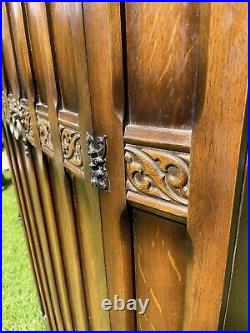 Antique Oak Carved Double Wardrobe vintage gothic carved jacobean style lockable