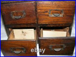 Antique Or Vintage Index Card Filing Cabinet Wooden 4 Drawer Stained Wood