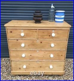 Antique Pine Chest Of Drawers Vintage Ceramic Knobs Draws Victorian Cabinet