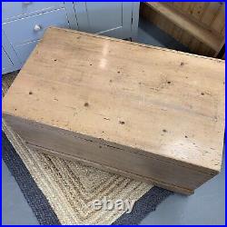 Antique Pine Waxed Chest Vintage Wooden Storage Trunk Blanket Box Coffee Table