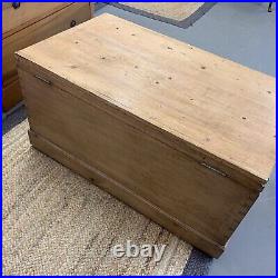 Antique Pine Waxed Chest Vintage Wooden Storage Trunk Blanket Box Coffee Table