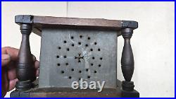 Antique Primitive Wood & Pierced Tin Foot Warmer With Bail Handle