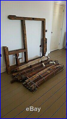 Antique Rare HUGUENOT Fine Weaving Vintage Large Wood Floor Loom Very Old