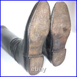 Antique Riding Boots Vintage Leather & Wooden Trees / Lasts Black Hunting Boot