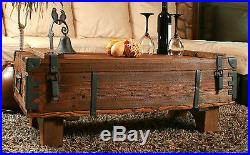 Antique RusticTravel Trunk Wooden Coffee Table Cottage Steamer Vintage Chest