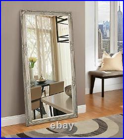 Antique Style Vintage Silver Shabby Chic Floor Wall Mirror Large Home Decor