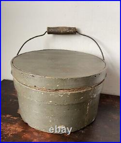 Antique Vintage 19th century Green Pantry Box with Bail Handle Primitive Country