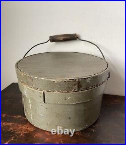 Antique Vintage 19th century Green Pantry Box with Bail Handle Primitive Country