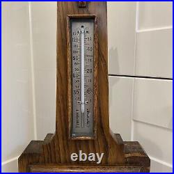 Antique Vintage Aneroid Barometer / Thermometer, solid wood, Great condition